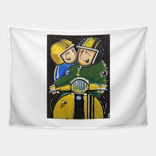 Retro Scooter, Classic Scooter, Scooterist, Scootering, Scooter Rider, Mod Art Tapestry