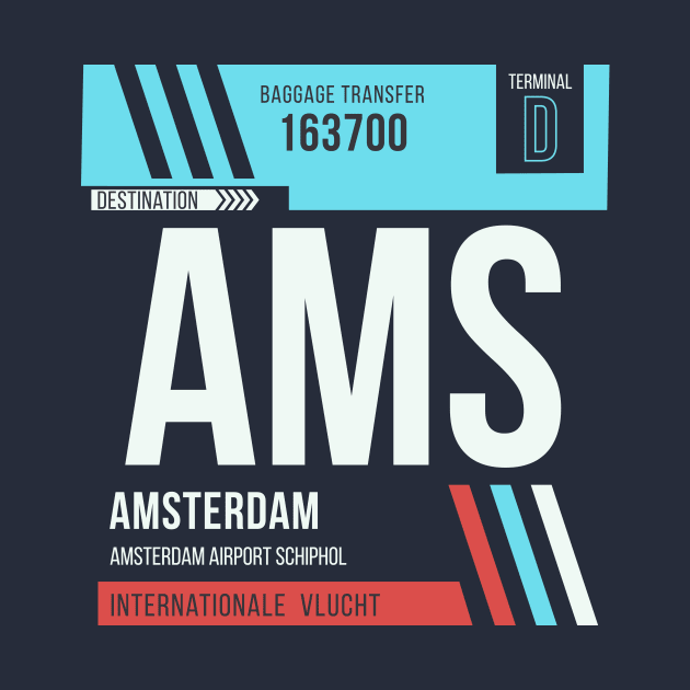 Amsterdam (AMS) Airport Code Baggage Tag by SLAG_Creative