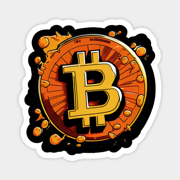 High-Quality Comic Bitcoin Logo: Symbol of Digital Currency Magnet by MLArtifex