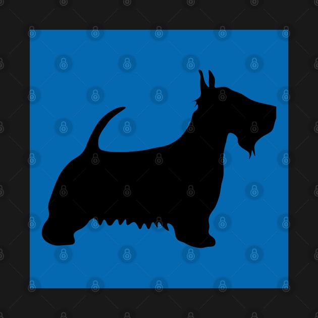 Scottish Terrier Dog Silhouette - Black on Scottish Saltire Blue Background by MacPean