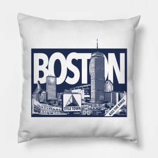 Boston Title Town Skyline Tapestry (White) Pillow