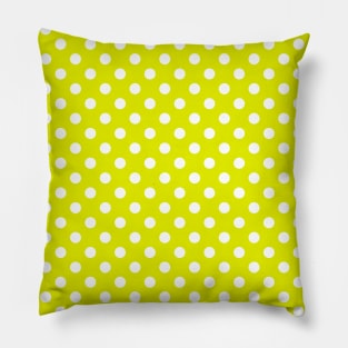 White Polka Dots Pattern on Yellow Background Pillow