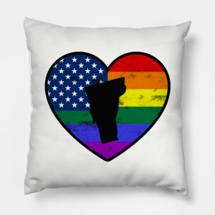 Vermont United States Gay Pride Flag Heart Pillow