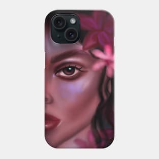 Rose Pink Girl with Pink Flowers Phone Case