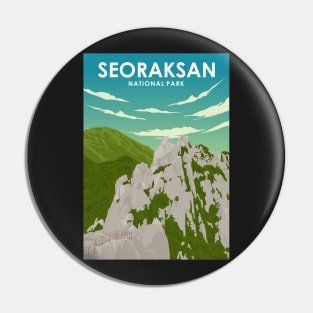 Seoraksan National Park South Korea Vintage Minimal Travel Poster Pin