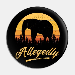 Allegedly Elephant Gentle Giant Tusker Retro Distressed Sunset Pin