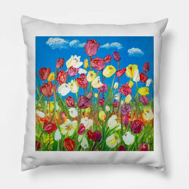 Alpine meadows. Tulips. Pillow by NataliaShchip