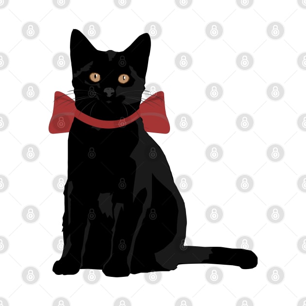 Black Cat with Red Bow by bluhak