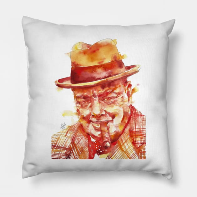 WINSTON CHURCHILL - watercolor portrait .1 Pillow by lautir