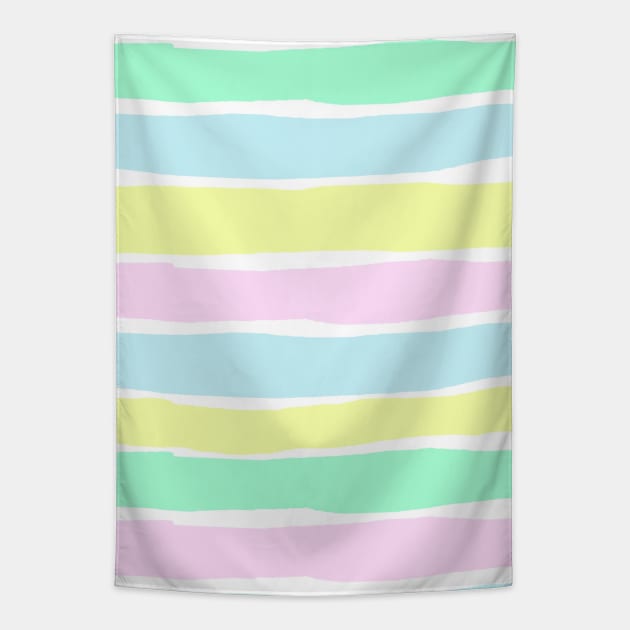 Pastel shade orizontal stripes Tapestry by Artisy Artist 