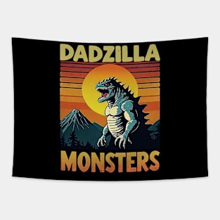 Mens Dadzilla Father Of The Monsters Retro Vintage Sunset Tapestry