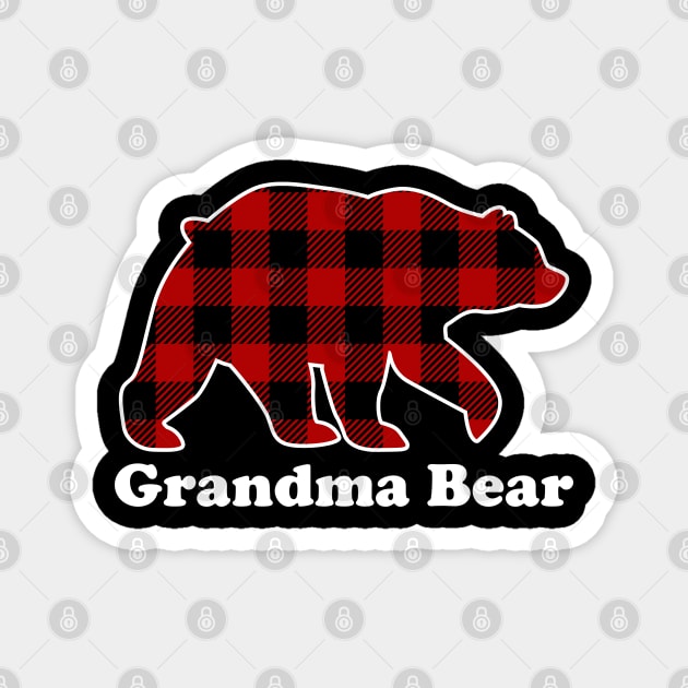 Grandma Bear Red Plaid Christmas Pajama Family Magnet by DragonTees