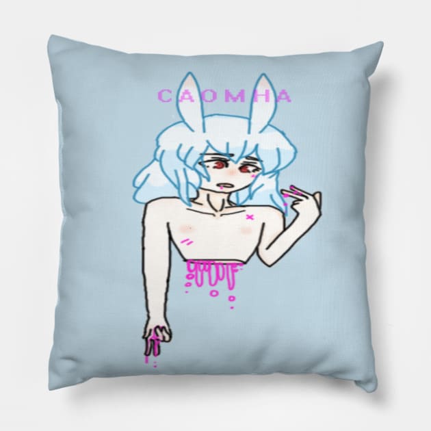 Splattered Hare Pillow by Caomha