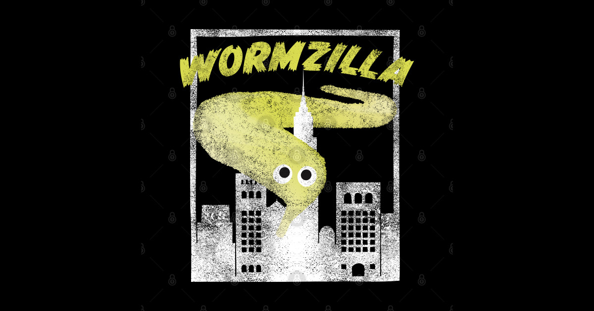 Yellow Worm On A String Meme Wormzilla Retro Japanese Style - Worm On A ...
