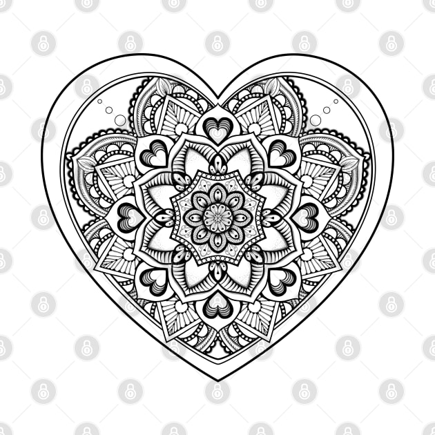 Mandala heart and zentangle patterns by AudreyJanvier