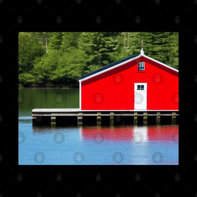 Red Boathouse by MtWoodson