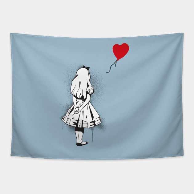 Banksy in Wonderland Tapestry by AngelicaRaquid