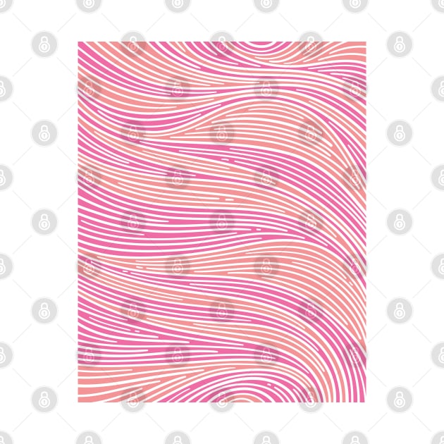 Flowing Doodle in Pink and Coral With White Lines by azziella