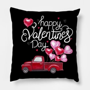 Red Truck With Hearts Happy Valentine's Day Gifts For Women Pillow