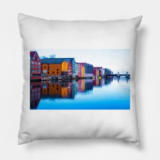 Trondheim waterfront, Norway Pillow