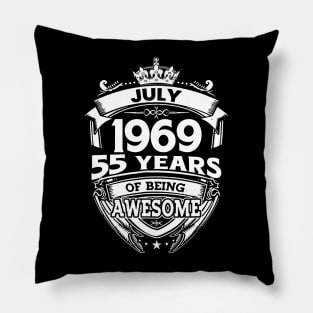 July 1969 55 Years Of Being Awesome 55th Birthday Pillow