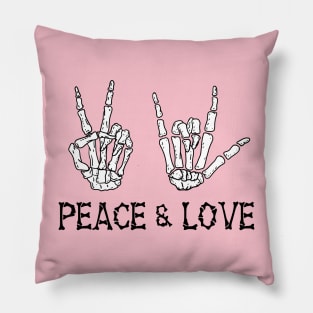 Peace and Love Skeleton Hands Pillow