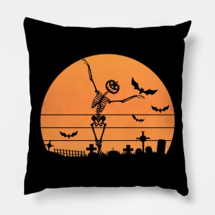 Halloween Skull For Women Dancing Skeleton T-Shirt Pillow