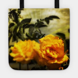 Yellow roses floral with angelic sky Tote