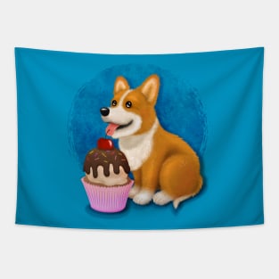 Corgi Loves Sweets Tapestry