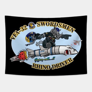 Swordsmen Rhino Nose Art Tapestry