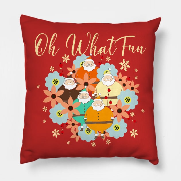 Floral Santa Claus Oh What Fun Pillow by lisalizarb