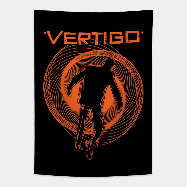 Vertigo Scottie Spiral Vortex (Orange) Tapestry by avperth