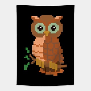 Owl On A Branch Pixel Art Tapestry