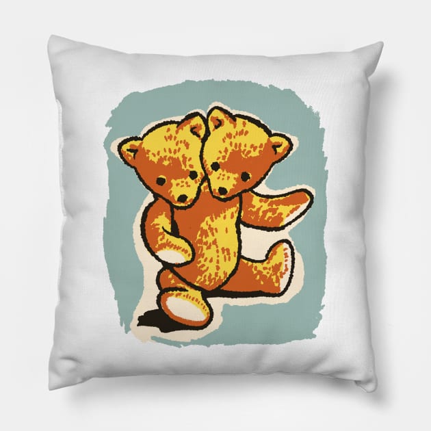 Vintage Two Headed Teddy Bear Teddy Bear Pillow TeePublic