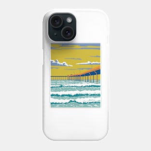 Ocean Beach Municipal Pier or OB Pier in San Diego County California WPA Poster Art Phone Case