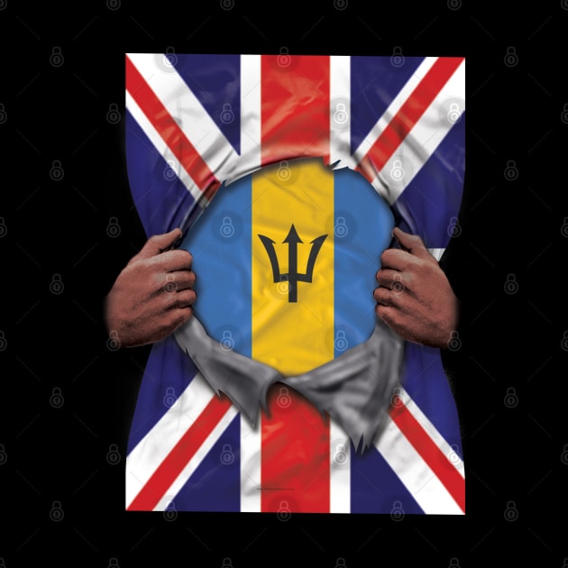 Barbados Flag Great Britain Flag Ripped - Gift for Barbadian From Barbados by Country Flags