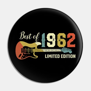 60th birthday gifts for men women Guitar Lover Born in 1962 Pin