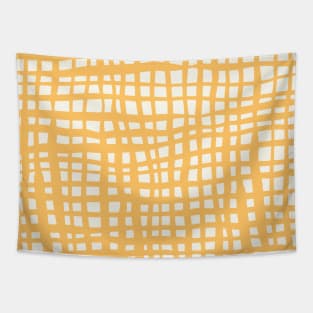 Retro grid pattern - summer yellow Tapestry