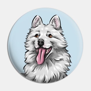 Cute White Pomsky Dog Pin