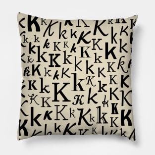 K - Typography (Black) Pillow