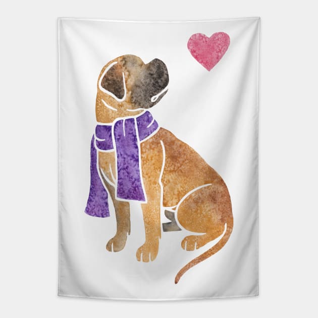 Watercolour Bullmastiff Tapestry by animalartbyjess