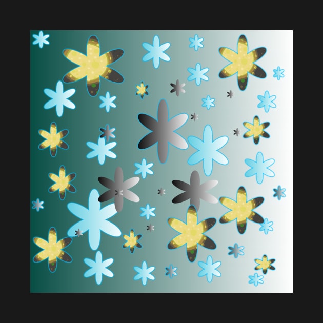 Abstract Turquoise Star and Flower Pattern by OneLook