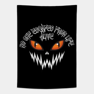 No One Escapes From Life Alive - Orange Eyes Tapestry