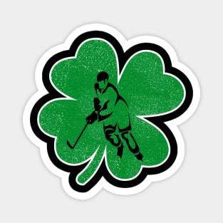 Hockey Shamrock Clover Vintage T-Shirt Irish Gift Magnet