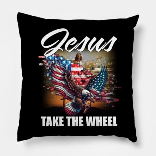 Eagle and Jesus Take The Wheel Pillow