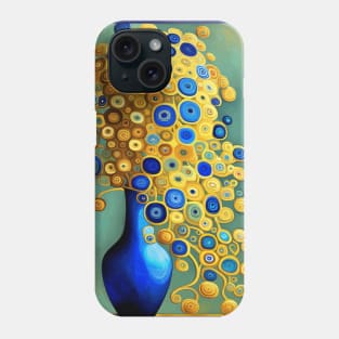 Blue and Gold Flowers in a Blue Vase Still Life Painting Phone Case