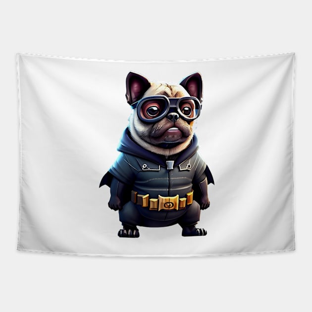 Cute Pug in Bat Costume - Adorable Pug in Bat Suit Design Tapestry by fur-niche