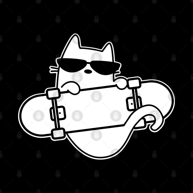 Cat and Skateboard Skateboarding Cat Outline by GlanceCat