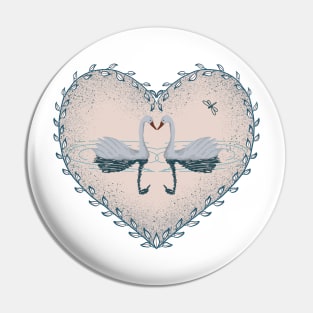 Swan lake in a love heart Pin