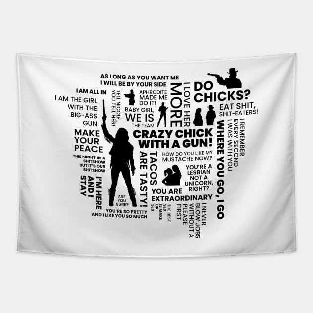 Wynonna Earp Quotes Word Cloud - Black Tapestry by viking_elf